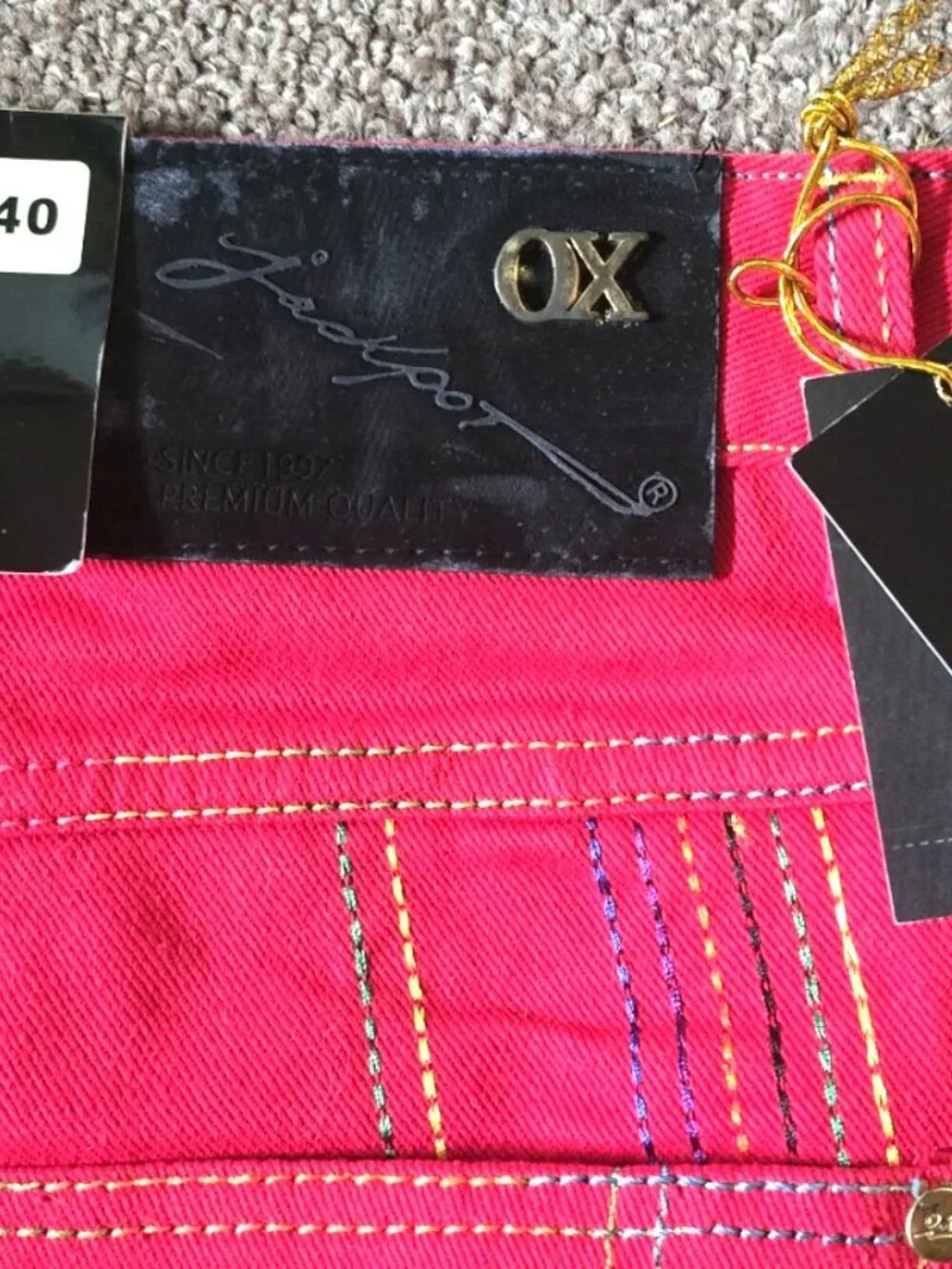 Vintage OX Jackpot Red Denim Size 40 Shorts Grunge Skater Y2K Street Urban NEW!!